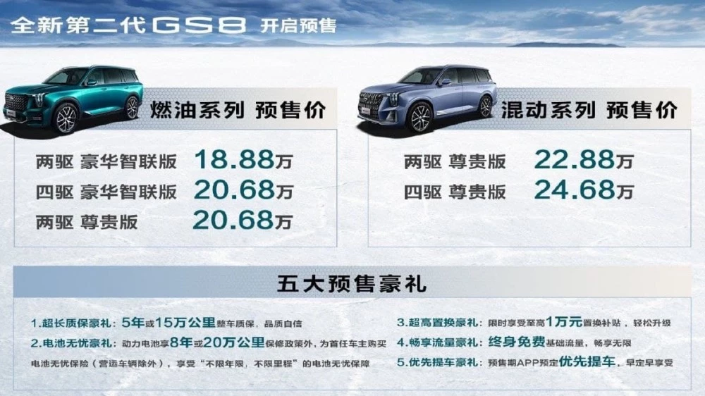 новый gac gs8 цены