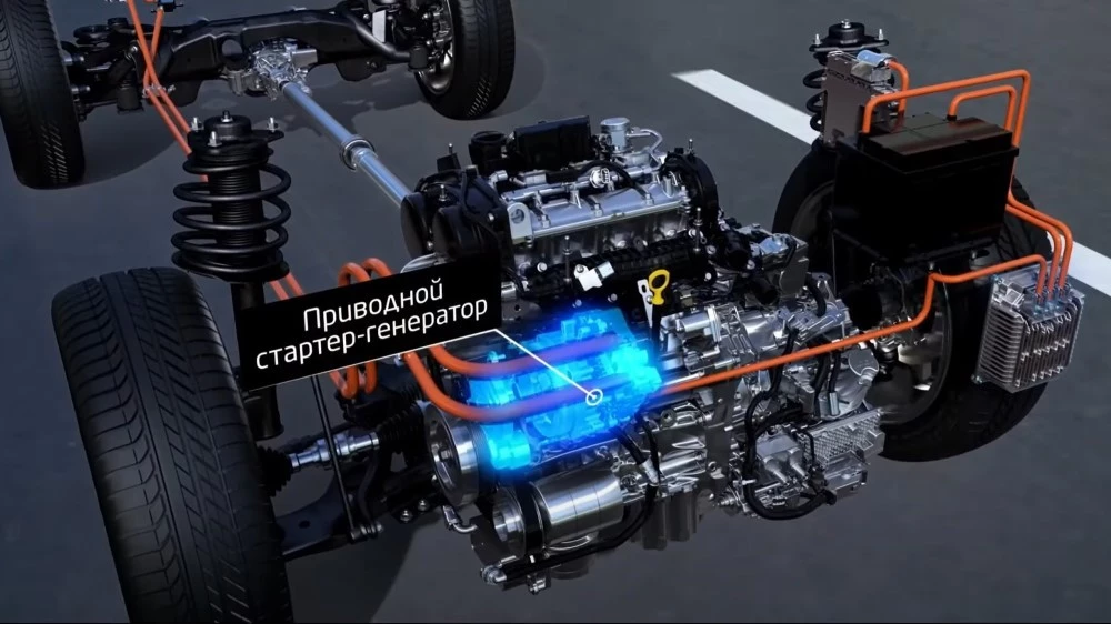 как работает мягкий гибрид 48V EMS Geely Atlas Pro