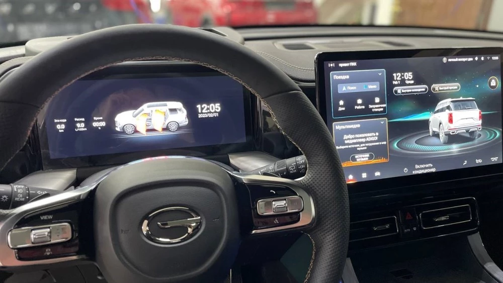 GAC GS8 второго поколения салон интерьер приборная панель мультимедиа медиасистема русский интерфейс