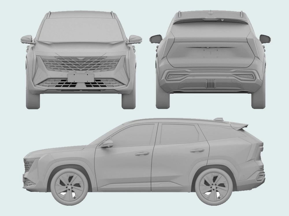 Geely Atlas нового поколения в России патент спереди сзади сбоку