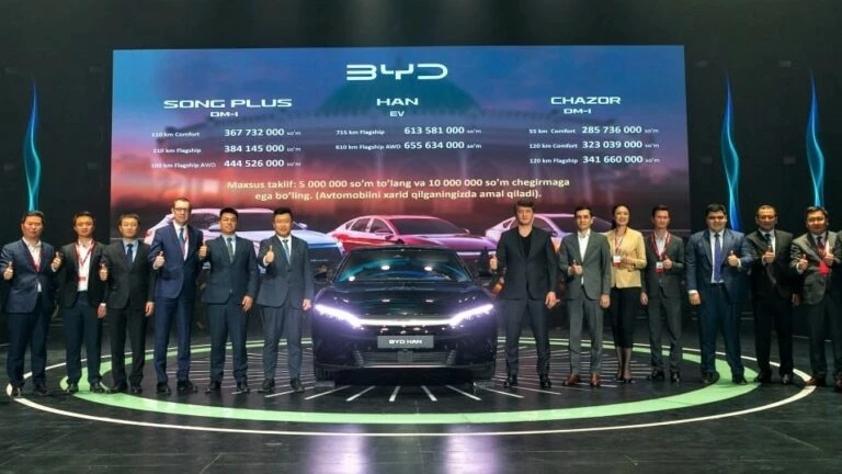 автомобили BYD в Узбекистане цены