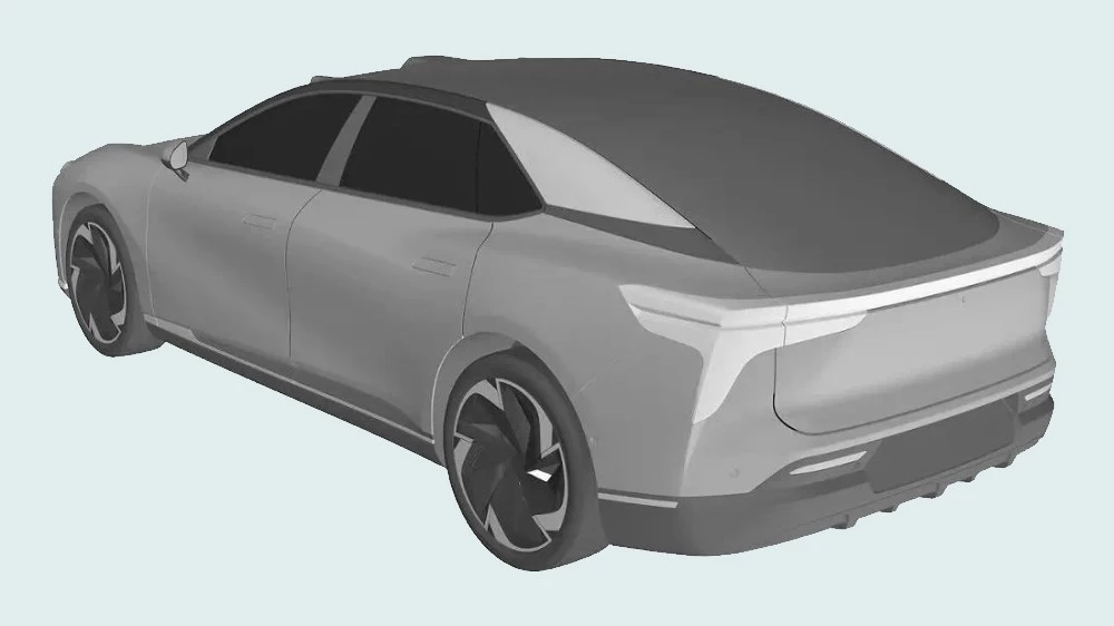 патент дизайн электрический седан Chery S57 сбоку сзади
