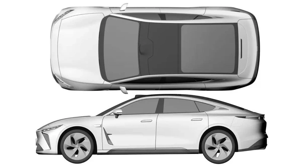 патент дизайн электрический седан Exeed E03 сверху сбоку
