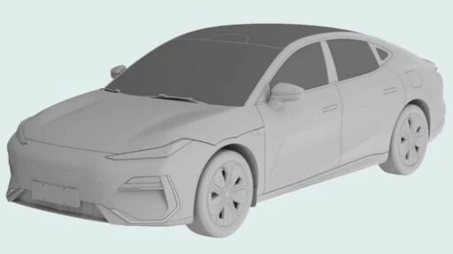 седан Geely Galaxy E8 в Китае патент спереди сбоку