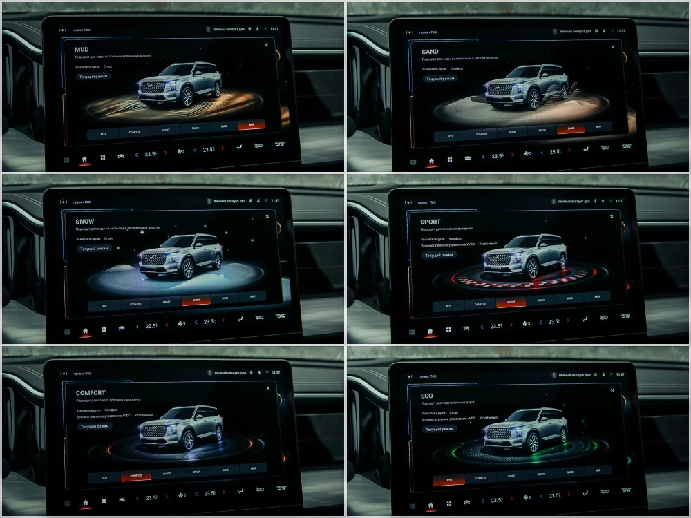 новый GAC GS8 второго поколения салон интерьер медиасистема мультимедиа режимы вождения