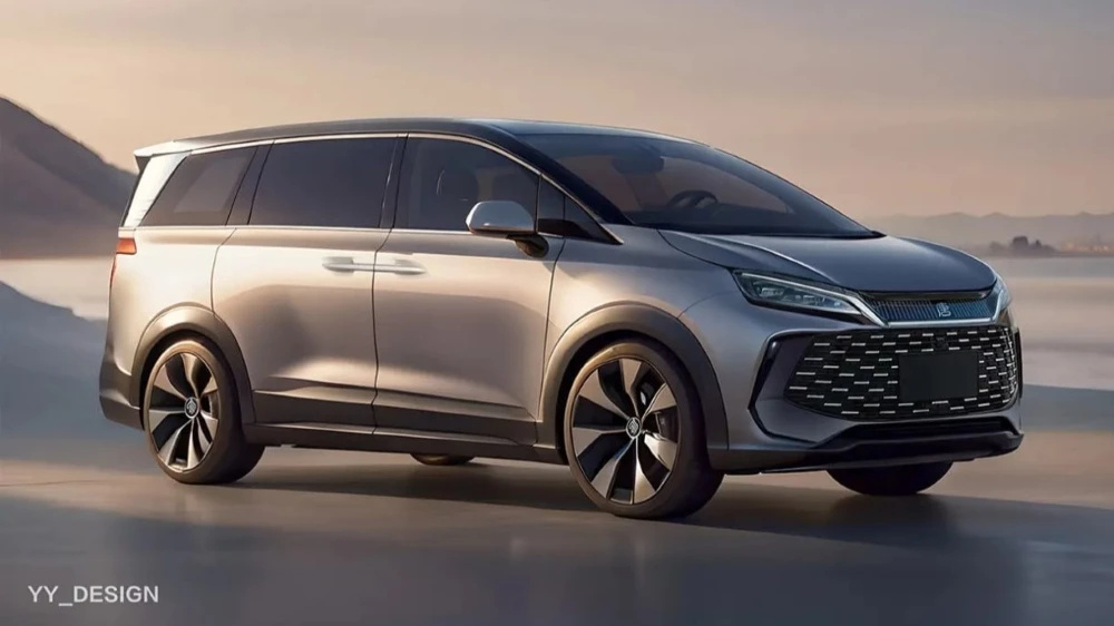 Рендер BYD Tang Max сбоку спереди