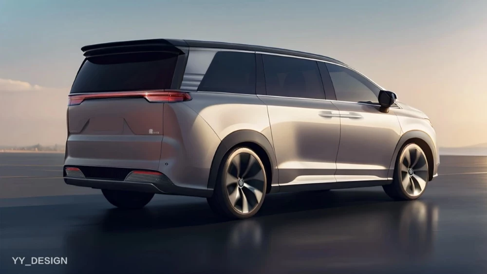 Рендер BYD Tang Max сбоку сзади