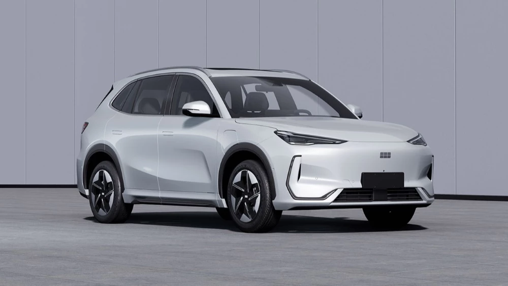 Электрический кроссовер Geely Galaxy E5 готов к производству. Он станет глобальной моделью Geely Galaxy E5 сбоку спереди