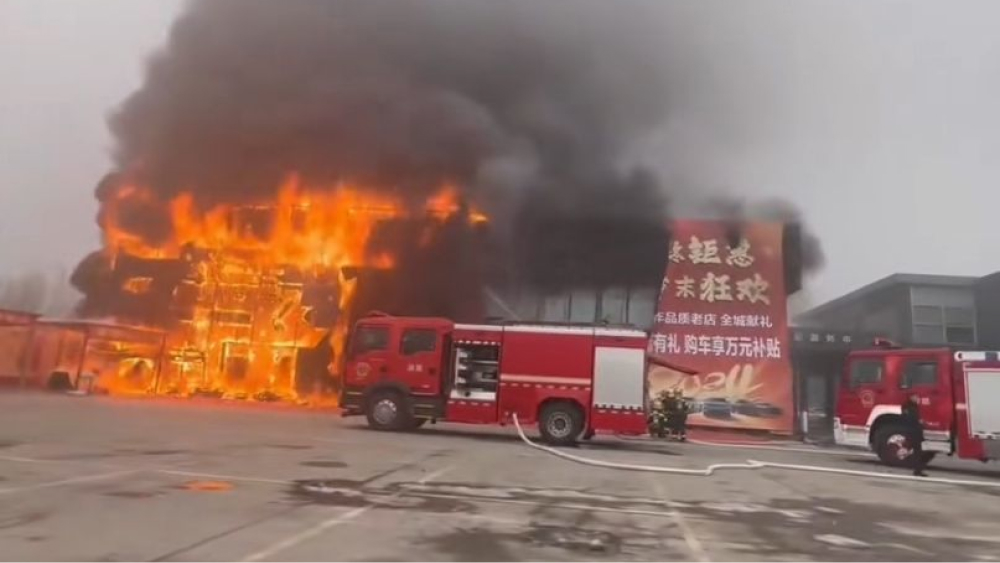 пожар byd дилерский центр автосалон биньчжоу