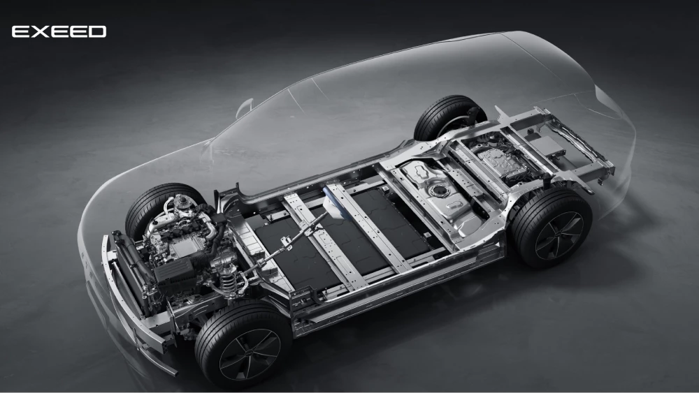 exeed exlantix et платформа E0X гиридный двс электромотор батарея