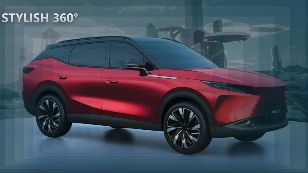 кроссовер omoda c7 красный сбоку спереди