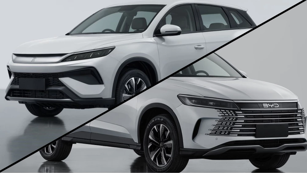 Двое из ларца. BYD готовит два новых гибридных кроссовера byd song pro byd sea lion 05 кроссоверы сбоку спереди белый