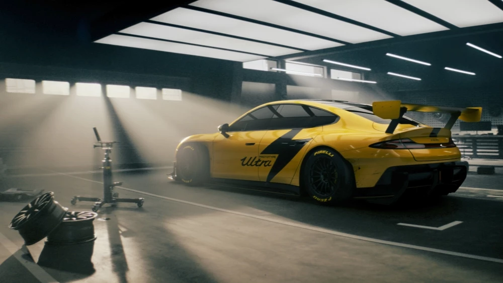 Электрический седан Xiaomi SU7 Ultra сбоку сзади