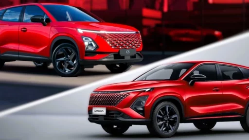 Обновленная версия кроссовера Omoda С5 спереди сбоку
