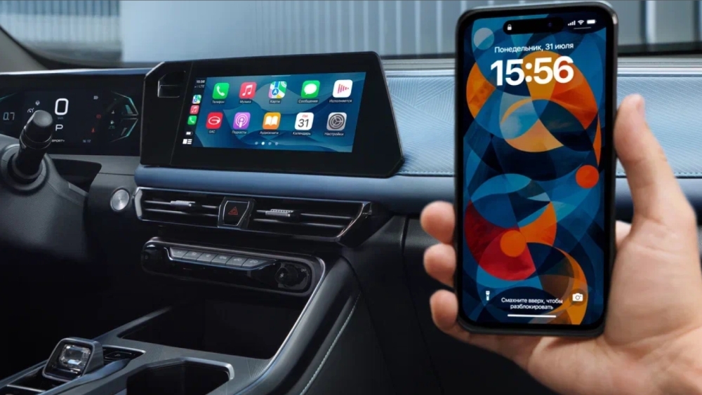 GAC GS3 салон интерьер медиасистема мультимедиа android  carplay