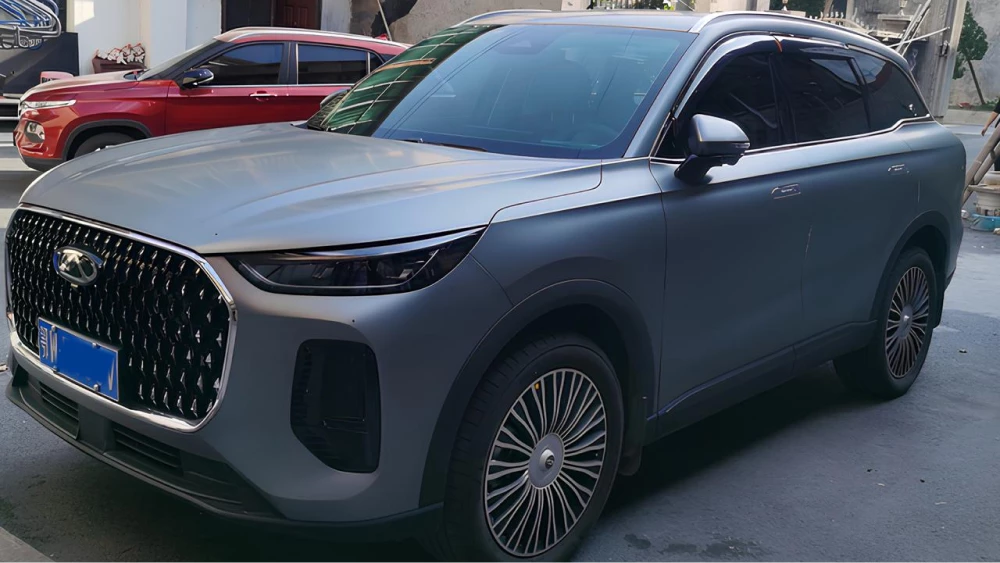 chery tiggo 9 8l отзывы в китае кроссовер сбоку спереди серый матовый