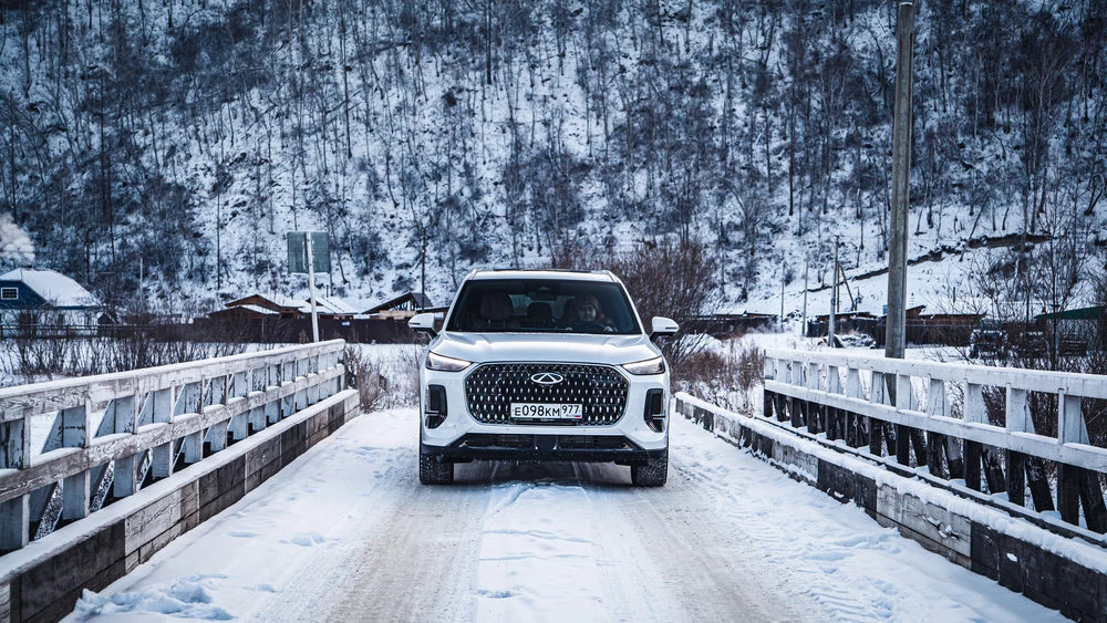Chery Tiggo 9 тест спереди зимой