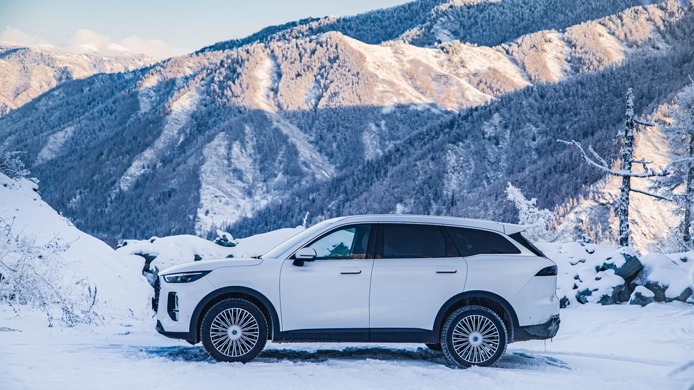 Chery Tiggo 9 тест сбоку зимой