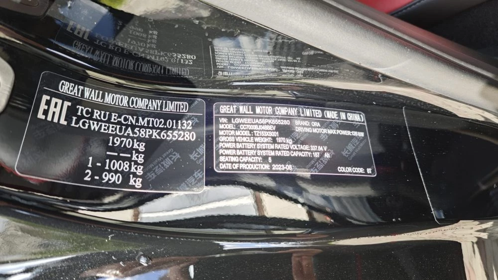 Ora 03 GT мишин салон интерьер таблички Вин vin