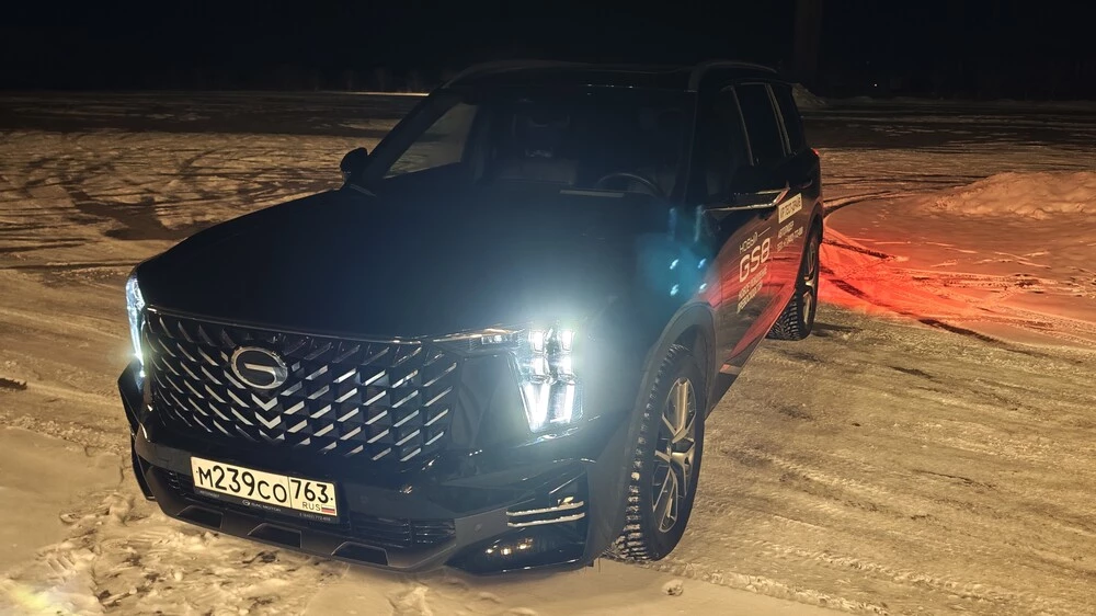 gac gs8 тест мишин сбоку спереди ночной свет фары