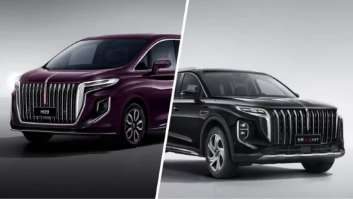 hongqi hq9 минивэн сбоку спереди фиолетовый hongqi hs7 сбоку спереди черный кроссовер в России