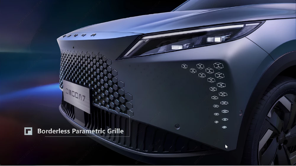 omoda c7 презентация казахстан сбоку спереди кроссовер серебряный