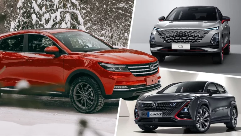 dongfeng fengon ix5 сбоку спереди красный кроссовер omoda c5 changan uni-t