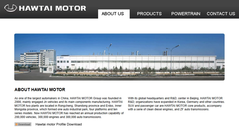 2016 Hawtai сайт визитная карточка