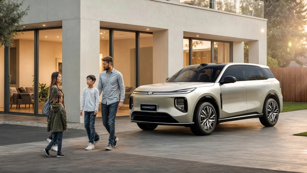 Гибридный кроссовер Changan Qiyuan Q07 спереди сбоку