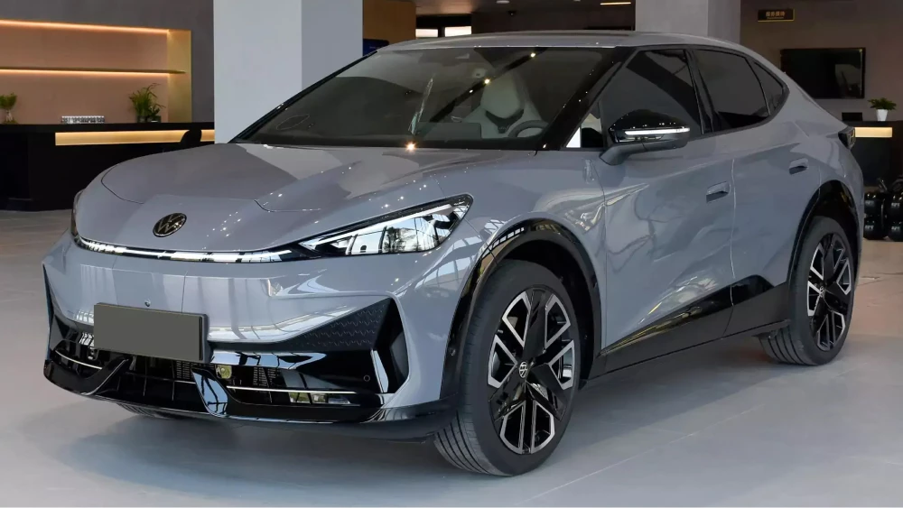 volkswagen id.unyx сбоку спереди кроссовер серый