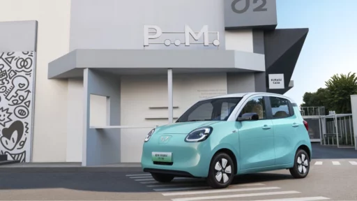 wuling hongguang mini ev сбоку спереди электрический ситикар голубой