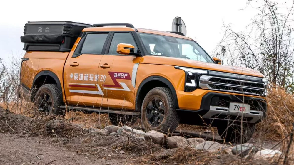 zhengzhou nissan z9 dongfeng z9 oting z9 пикап получил оттс для еаэс сбоку спереди желтый