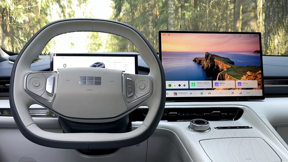 Geely EX5 тест салон интерьер рулевое колесо
