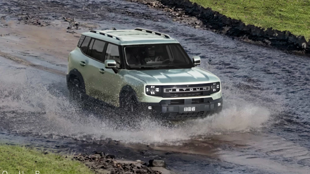 jetour t1 оттс для россии сбоку спереди кроссовер зеленый