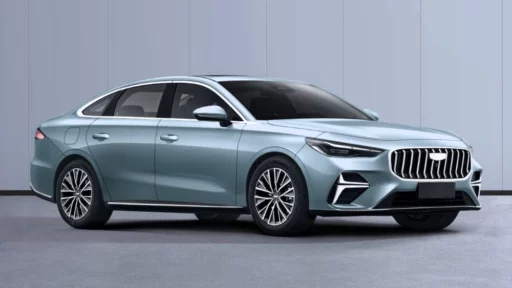 новый седан Geely Emgrand сбоку спереди