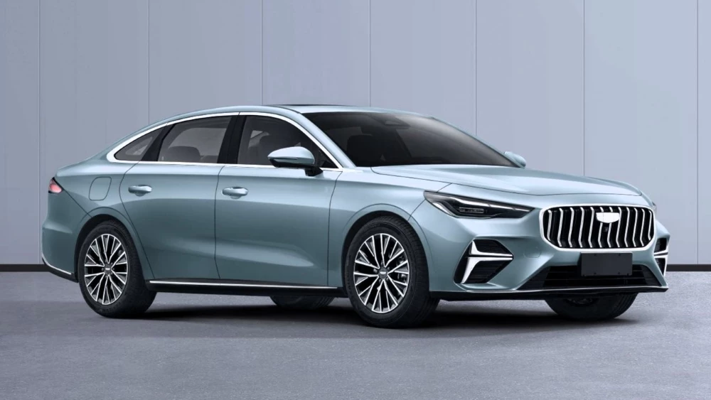 новый седан Geely Emgrand сбоку спереди