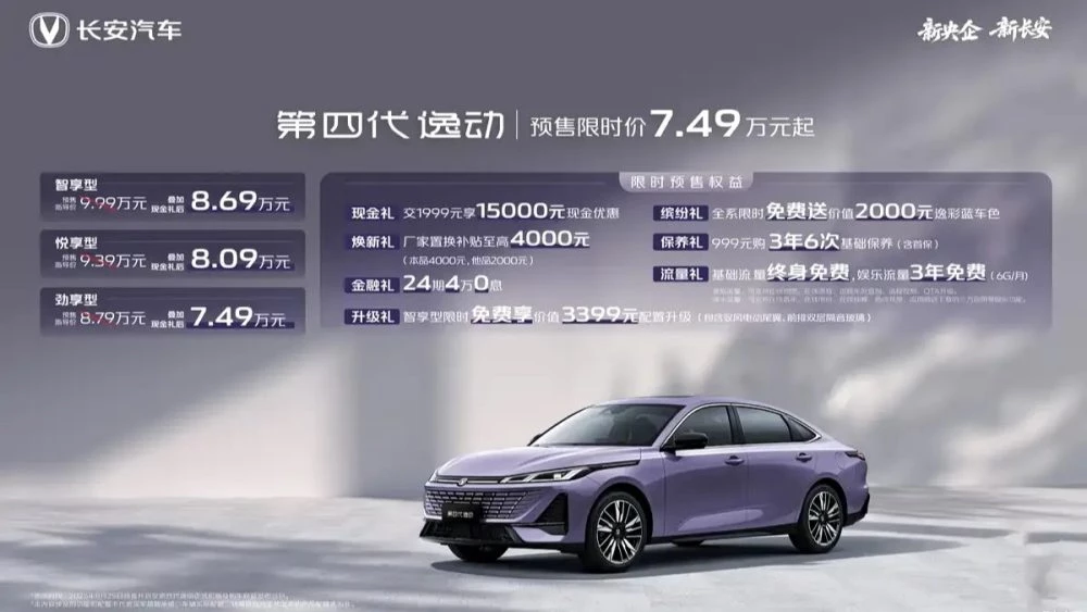 Changan Eado Lamore четвертое поколение новый обновленный цены комплектации