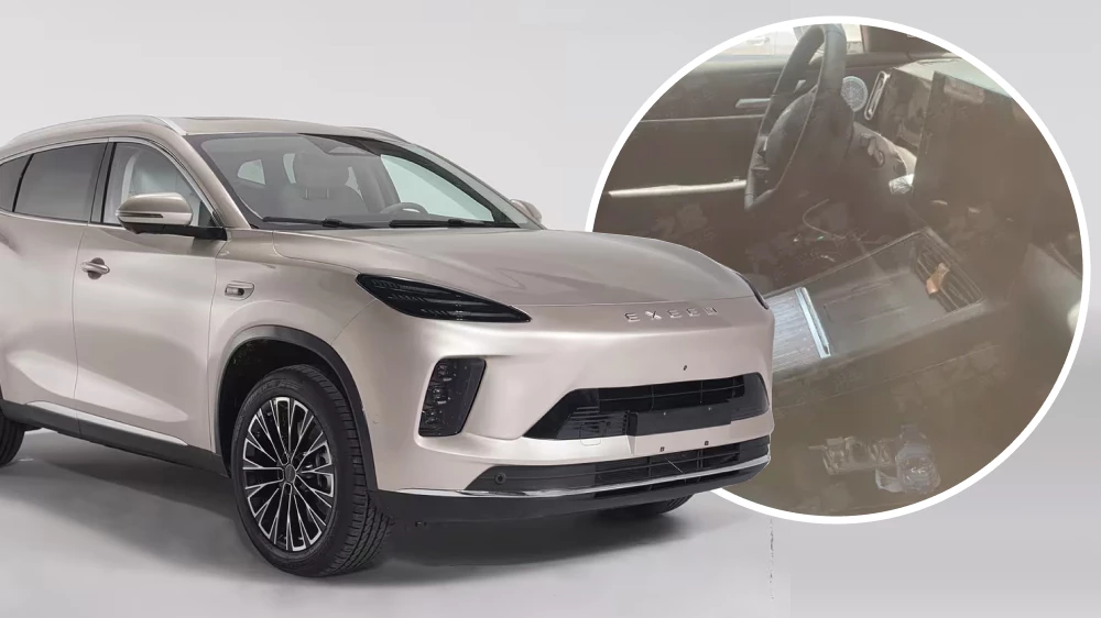 exeed exlantix e05 салон заметили в китае кроссовер гибридный сбоку спереди