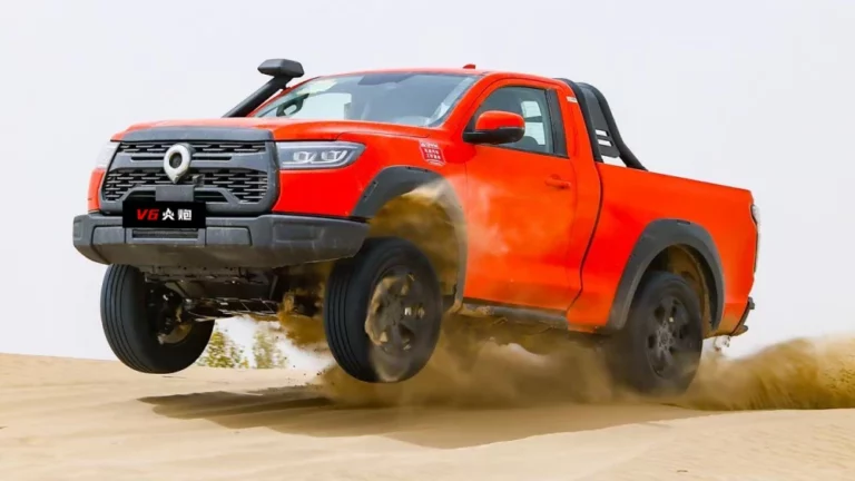 gwm poer v6 пикап с трехлитровым мотором сбоку спереди красный старт предзаказов китай двухдверная кабина