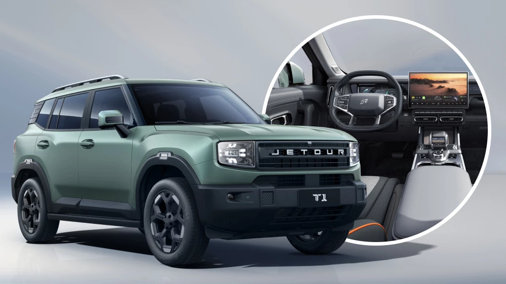 jetour t1 кроссовер сбоку спереди зеленый