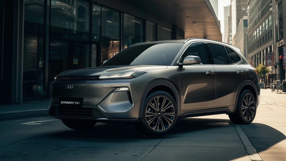 Geely Starray EM-i для рынка Австралии сбоку спереди