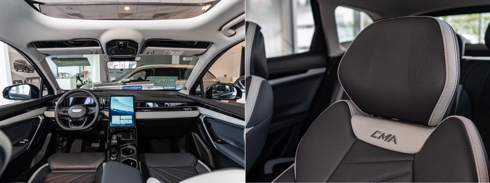 Geely Atlas у дилера в автосалоне автодин салон интерьер