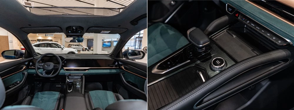 Geely Monjaro у дилера в автосалоне автодин салон интерьер