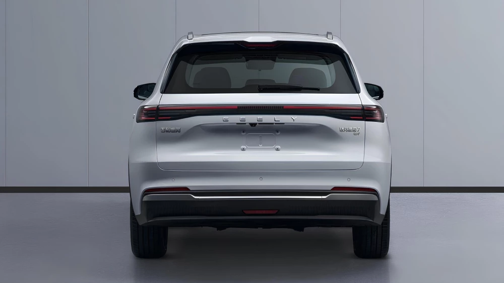 geely galaxy starship 7 ev электрический кроссовер сзади белый китайский минпром характеристики