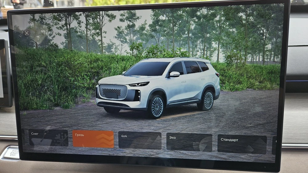 Tenet T8 салон интерьер центральный экран мультимедиа медиасистема режимы движения