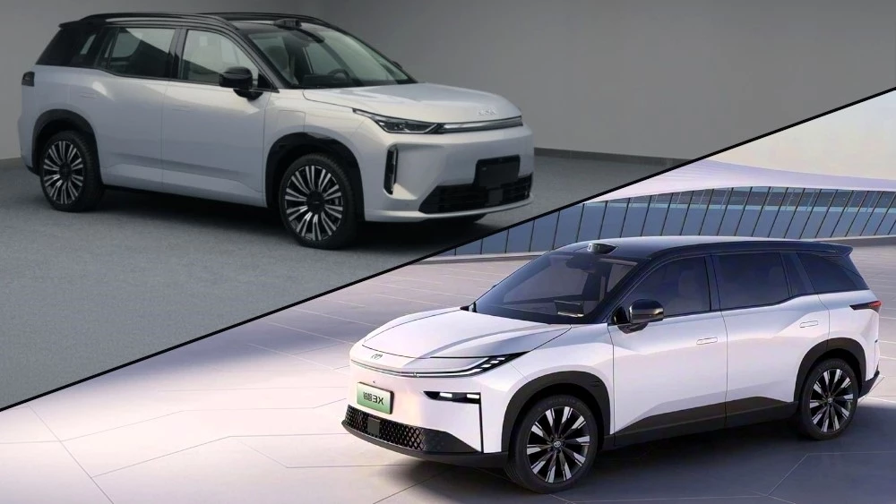 кроссоверы gac aion i60 toyota bz3x сбоку спереди