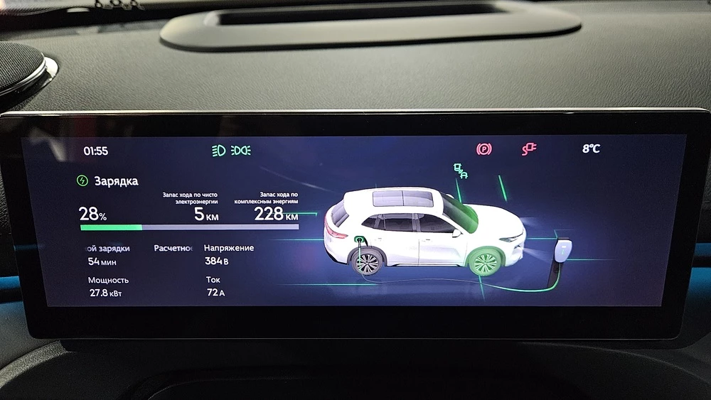 Geely EX5 EM-i тест салон интерьер приборная панель