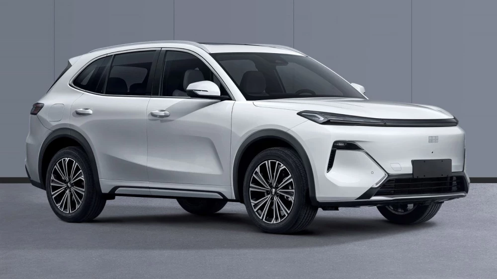 geely ex5 ef galaxy starshine 7 ef кроссовер сбоку спереди белый