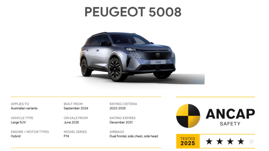 peugeot 5008 спереди сбоку краш-тест Ancap австралийский итоги оценки