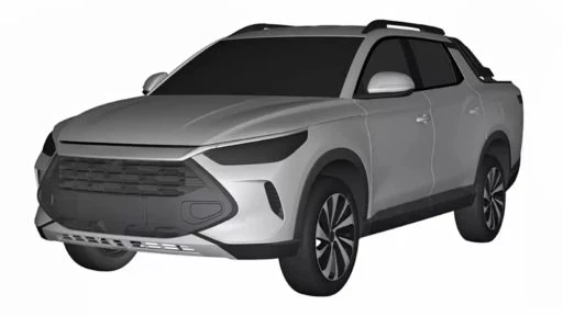 Новый пикап BYD сбоку спереди патент